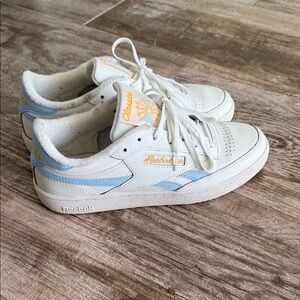 Reebok Kids White and Light Blue Sneakers
